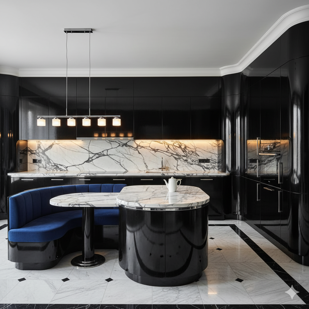 Black marble kitchen: original Gemini-generated reference concept