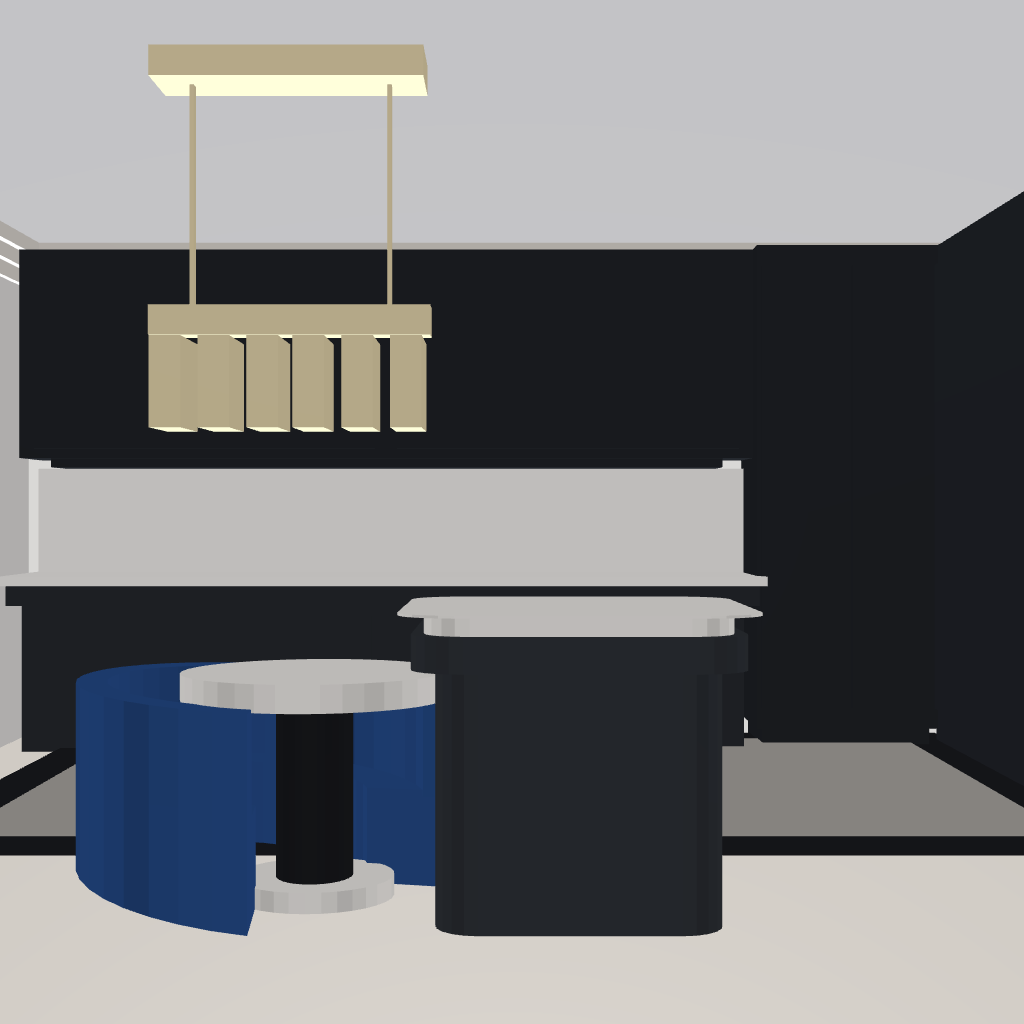 Black marble kitchen: skill-assisted 3D reconstruction authored with Claude Opus 5 and rendered in Sweet Home 3D