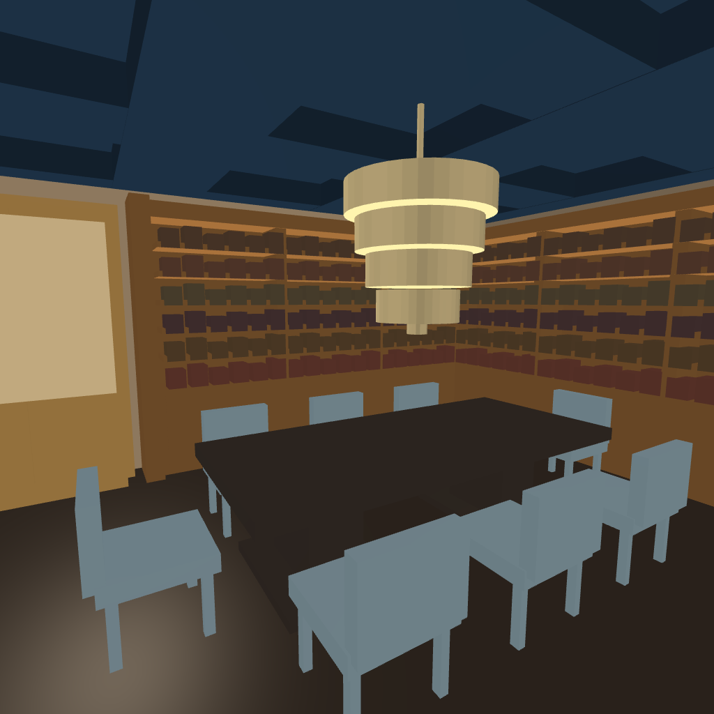 Library dining room: skill-assisted 3D reconstruction authored with Claude Opus 5 and rendered in Sweet Home 3D